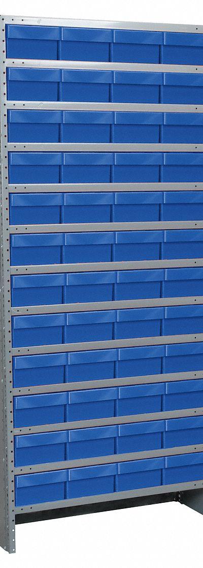 AKRO-MILS Enclosed Bin Shelving: 36 in x 18 in x 79 in - Metal Stationary Bin Shelving with Closed-Front Bins