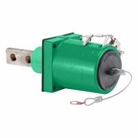 Single Pole Receptacle: Green, Straight 45° Clevis Pin Mating, Two-Hole Bus Bar Termination, 1,135 A (MPN 49MR2-XG). Key specifications — Series: 49; Receptacle Gender: Male; Brand: LEVITON.