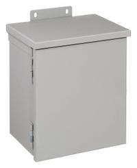HOFFMAN Enclosure: Steel, 10 in x 8 in x 6 in, 3R, Solid Cover, Hinged, Included, Painted (MPN A10R86HCR). Key specifications — Brand: HOFFMAN; Closure Method: Padlock Hasp; Knockouts: Included.