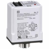 SCHNEIDER Multi-Function Time Delay Relay: Socket Mounted, 24V AC, 10 A, 11 Pins/Terminals (MPN 9050JCK70V14). Key specifications — Contact Rating (AC): 10 A @ 120/240V; Delay Function: One Shot (Falling Edge); Mounting Style: Plug-In; Input Voltage: 24V AC; Brand: SCHNEIDER.