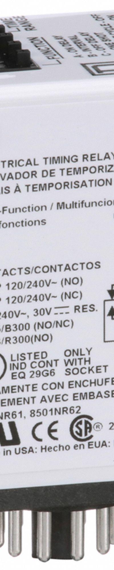 SCHNEIDER Multi-Function Time Delay Relay: Socket Mounted, 24V AC, 10 A - Socket-Mounted Relays