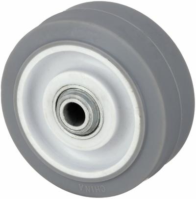 APPROVED VENDOR Caster Wheel: 4 in Wheel Dia., 1 1/4 in Wheel Wd, Rubber, 300 lb Load Rating - Nonmarking Rubber Tread on Plastic Core Wheels