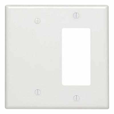 LEVITON Wall Plate: Combo, 2 Gang, White - Combination Wall Plates