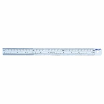INSIZE Steel Rule: 7110-600, 2 ft / 600 mm, 0.05 in Thick, Clear, Black, Rigid - Stainless Steel Rulers