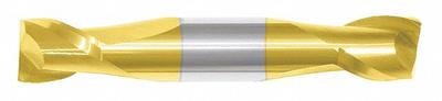 APPROVED VENDOR Square End Mill: Carbide, TiN Coated, Double End, 2 Flute, 1/4" Mill Dia - Double-End Carbide Square End Mills