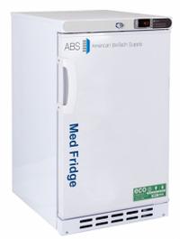 AMERICAN BIOTECH SUPPLY Lab Refrigerator: 2.5 cu ft, Undercounter, 2°C to 7°C, 22 3/4 in Overall Dp (MPN PH-ABT-HC-UCBI-0204). Key specifications — Door Opening Style: Right; Color: White; Alarm Type: Temperature; Manufacturer Part Number: PH-ABT-HC-UCBI-0204; Brand: AMERICAN BIOTECH SUPPLY; Product Type: Lab Refrigerator; Door Type: Swing Solid; Refrigerant Type: R-600a.