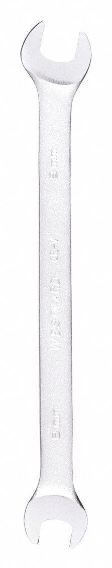 WESTWARD Open End Wrench: Alloy Steel, Satin, 8 mm_9 mm Head Size, 5 1/2 in Overall Lg - Metric, Double End, Open End Wrenches