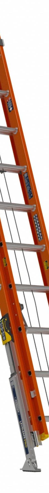 WERNER Extension Ladder: 20 ft Ladder Size, Fiberglass, 300 lb Load Capacity, 65 lb Wt, 2 Sections (MPN D6220-2VL). Key specifications — Color: Orange; Brand: WERNER; Included Features: V-Rung; Removable Fly: Removable.