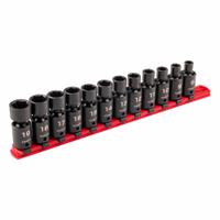 TEKTON Flex Impact Socket Set: 3/8 in Drive Size, 12 Pieces, 8 mm to 19 mm Socket Size Range (MPN SID97102). Key specifications — attr1204187: TEKTON; attr1224350: 8 mm to 19 mm; attr1204189: (0) 6-Point; attr1204193: (0) 6-Point; attr1226868: 3/8 in.