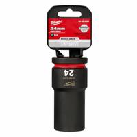 MILWAUKEE Deep Impact Socket: 3/4 in Drive Size, Metric, 24 mm Socket Size, 6-Point, Deep, Friction (MPN 49-66-6399). Key specifications — attr1215501: MILWAUKEE; attr1215515: Black Phosphate; attr1215518: 24 mm.