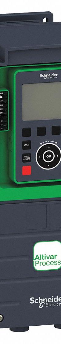 SCHNEIDER Variable Frequency Drive: In Phase Three, Out Phase Three, 3 hp, IP21, No Bypass, Compact (MPN ATV630U22M3). Key specifications — Style: Compact; Color: Black/Blue/Gray; Output Phase: Three.