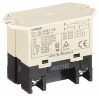 OMRON Enclosed Power Relay: Surface (Top Flange) Mounted, 25 A Current Rating, 24V AC, DPST-NO (MPN G7L-2A-BUBJ-CB-AC24). Key specifications — Brand: OMRON; Base Type: Square; Mounting Style: Top Flange; Electrical Connection: Screw Terminal; Manufacturer Part Number: G7L-2A-BUBJ-CB-AC24; Operating Current: 25 A at 220V AC (Resistive Load/Inductive Load); Series: G7L Series.