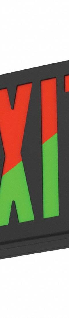 Exit Sign: LED, Black, Red/Green, 2 Faces, Ceiling/Wall, Not Battery Powered, Self Diagnostics (MPN 2889TK). Key specifications — Voltage: 120 to 277V; Directional Indicators: Universal Field Selectable Chevrons; Text Color: Red/Green; Brand: ACUITY BRANDS; Emergency Battery Backup: No; Housing Color: Black; Lighting Technology: LED; Remote Capable: No.
