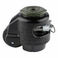 FOOT MASTER Leveling Caster: 50 mm Wheel Dia, 1,102 lb Load Rtg., Nylon Wheel, Aluminum Frame, Black (MPN GDR-60-S-NYN-FBL). Key specifications — attr1111504: FOOT MASTER; attr1111527: 1,102 lb; attr1111552: Ratchet; attr1111510: Black.