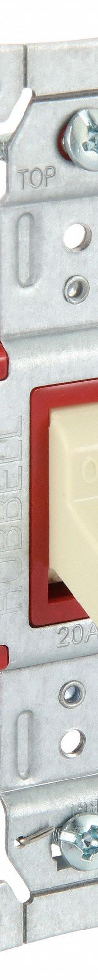 HUBBELL Wall Switch: Toggle Switch, Single Pole, Maintained, Ivory, 120/277V AC, 20 A (MPN SNAP1221I). Key specifications — Illuminated: No; Voltage Rating: 120/277V AC.