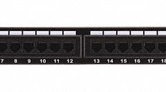 MONOPRICE Patch Panel: Flat, 2 Rack Units, 24 Ports, 6, 110 IDC, Steel, 1 3/8 in Overall Ht, 7253. Key specifications — Brand: MONOPRICE; Compatible Cable Performance Category: 6; Material: Steel; _Port Labeling: Adhesive Label; _Rear Termination: 110 IDC; _Shielded: Unshielded.