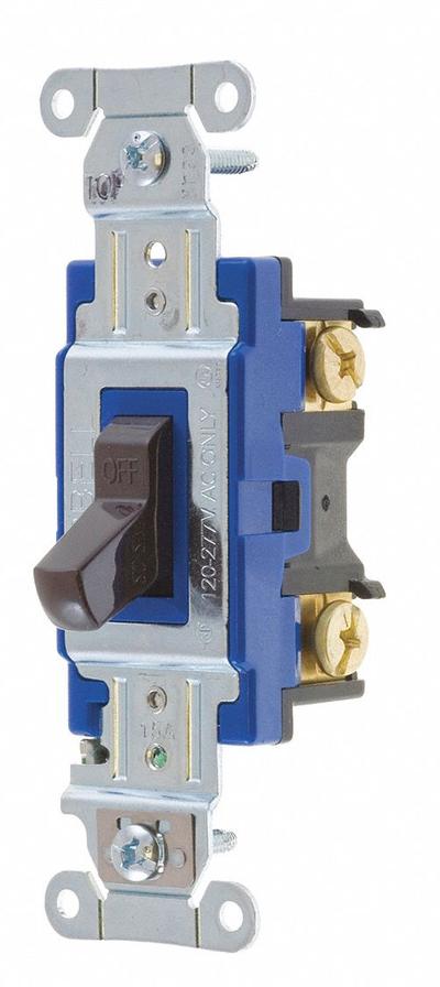 BRYANT Wall Switch: Toggle Switch, 3-Way, Maintained, Brown, 120/277V AC - Toggle Wall Switches