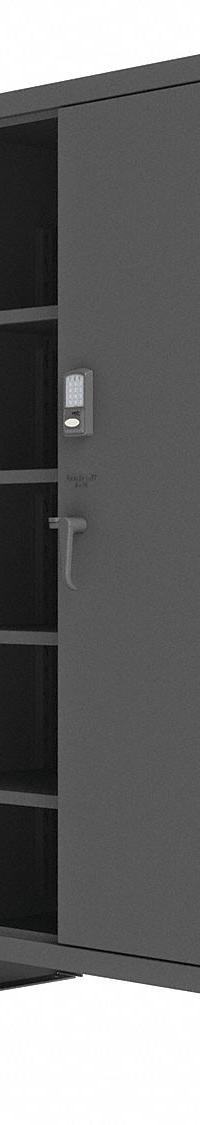 DURHAM MFG Storage Cabinet: 60 in x 24 in x 78 in, Swing Handle & Electronic Keypad/Card Reader (MPN 3704CX-BLP4S-95). Key specifications — attr62698: Gray; attr62736: Welded; attr87895: Legs; attr62693: Assembled; attr62737: Stationary; attr62694: Adjustable; attr62695: Powder Coated; attr62696: Steel.