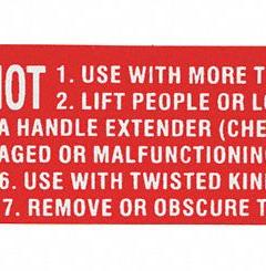 COFFING Warning Label: Lever Chain Hoists, 12,000 lb Compatible Load Capacity, RA-15/RA-20, 687K6. Key specifications — Compatible Series: RA-20; Manufacturer Part Number: 687K6.