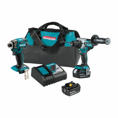 MAKITA Tool Combination Kit: 2 Tools, Hammer Drill/Driver/Impact Driver, 18 V DC Volt - Makita 18V Cordless Tool Combination Kits