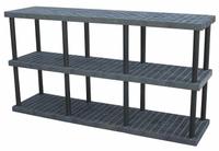 STRUCTURAL PLASTICS Plastic Shelving: 96 in x 24 in, 51 in Overall Ht, 3 Shelves (MPN S9624X3). Key specifications — Resistance Properties: Corrosion-Resistant; Frame Material: Plastic; Shelving Material: High Density Polyethylene; Brand: STRUCTURAL PLASTICS.