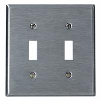 LEVITON Wall Plate: Toggle, 2 Gang, Jumbo Size (MPN 84109-40). Key specifications — Brand: LEVITON; Material: Stainless Steel.