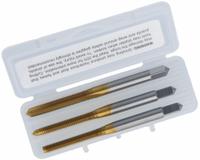 CLEVELAND Tap Kit: #6-32 UNC, H3 / 2B, 2 Flute, TiN Coated High Speed Steel (MPN C84228). Key specifications — attr1300563: One Each Taper, Plug, and Bottoming.