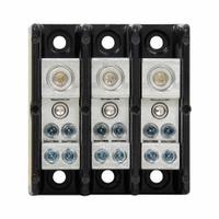 BUSSMANN Power Distribution Block: Open, Lug, Lug, 14 AWG – 2/0 AWG For Line Side Wire Sizes (MPN 16220-3H). Key specifications — attr1361688: Surface; attr1308686: BUSSMANN; attr1361672: Copper.