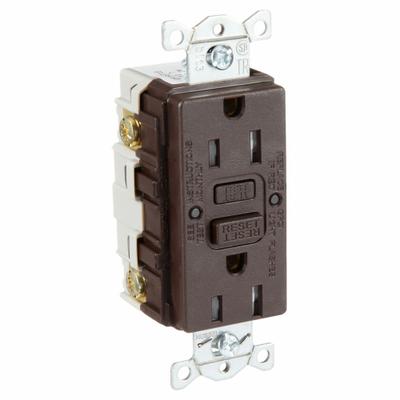 HUBBELL GFCI Receptacle: Duplex, 5-15, Brown, GFCI, 125V AC, 15 A, 2 Pole / 3 Wire (MPN GFRTR15) - General Purpose Receptacles