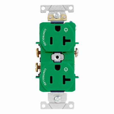 LEVITON Plugs and Receptacles: Duplex, 5-20, Green, 125V AC, 20 A, 2 Pole / 3 Wire (MPN 5362-S2N) - General Purpose Receptacles