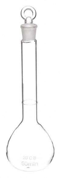 APPROVED VENDOR Volumetric Flask: 50 mL, Colorless, Conical, 0.10 mL, Includes Closure (MPN 5PRZ6). Key specifications — Shape: Conical; Tolerance: 0.10 mL; Body Color: Colorless; Brand: APPROVED VENDOR; Compatible with Stopper Size: 10/13.