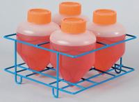 Tube Rack: 8 in Overall Wd, 4 in Overall Ht, 8 in Overall Lg, Steel, Blue, (4) Tubes, 4 Compartments (MPN F19856-0500). Key specifications — Material: Steel; Mounting Location: Benchtop; Color: Blue; Product Type: Test Tube Rack; Total Holding Capacity: (4) Tubes; Brand: SP SCIENCEWARE.