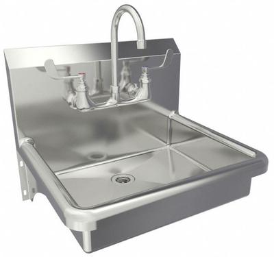 SANI-LAV Hand Sink: 1 Stations, 5 in Bowl Dp, 19 in Bowl Lg, 15 1/2 in Bowl Wd - One-Station Wall-Mounted Hand Sinks with Faucets