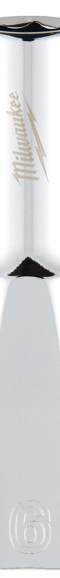 MILWAUKEE Deep Well Socket: Metric, 1/4 in Drive Size, 6 mm Socket Size, 6-Point, Deep, Chrome (MPN 45-34-9044). Key specifications — attr1204417: MILWAUKEE; attr1204392: Chrome.