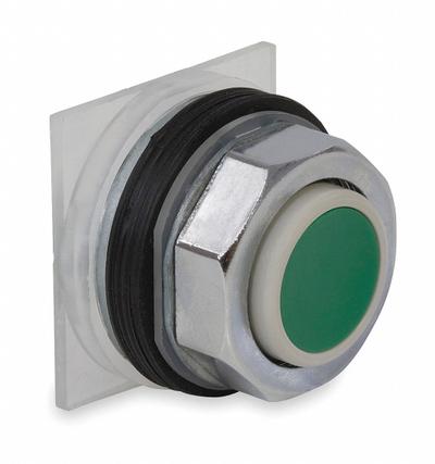 SCHNEIDER Extended Push Button: Green, 30 mm Mounting Size, Metallic - Extended-Length Push-Button Operators