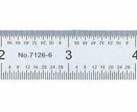 INSIZE Rigid Rule: 7126-6, 6 in, 0.04 in Thick, 1/16 in (Back)/1/64 in (Front), Chrome, Black, Rigid. Key specifications — attr939978: 1/64 in (Front); attr944136: Pouch; attr934745: INSIZE; attr944504: Outside Read; attr944508: Horizontal; attr944509: Chrome; attr939993: Decimal; attr986193: Etched.