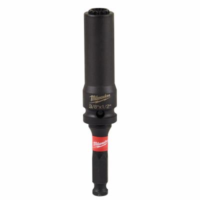 MILWAUKEE Impact Socket: 1/2 in Drive Size, SAE, 1/2 in/3/8 in Socket Size, 12-Point - 1/2" Drive Impact Sockets