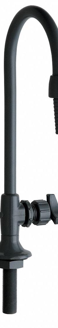 CHICAGO FAUCETS Laboratory Faucet: Faucet, Single-Post, For Distilled Water Media, 1 Handles, Cross (MPN 869-BPVC). Key specifications — Brand: CHICAGO FAUCETS; Color/Finish: Matte Black; Inlet Connection Type: NPT; Product Type: Faucet; Flow Pattern: Inline.