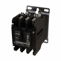 EATON Definite Purpose Magnetic Contactor: 3 Poles, 120V AC, 25 A, Non-Reversing (MPN C25DND325A). Key specifications — Brand: EATON; Coil Voltage: 110-120V AC; Contactor Style: HVACR Definite Purpose Contactor; Frame Size: D; Terminal Connection Type: Quick-Disconnect Terminals; Maximum Voltage Rating: 690V AC; Series: C25 Series; Phase: Three.