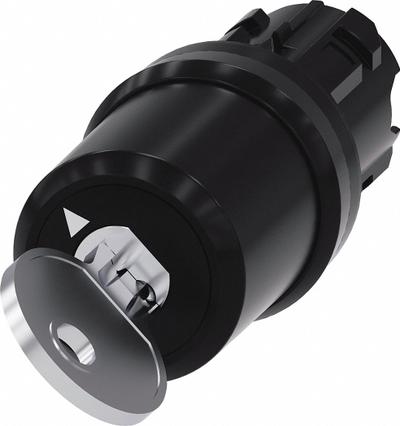 Siemens Keyed Selector Switch: 2 Position, 22 mm Panel Mounting Size - Panel-Mounted Key Switches without Contacts