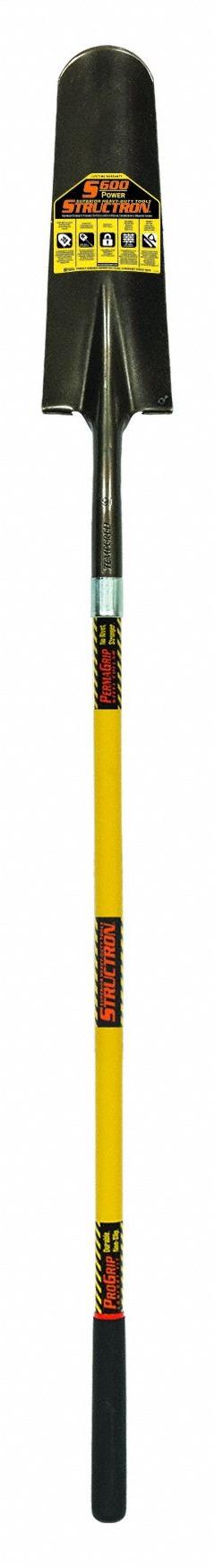 SEYMOUR MIDWEST STRUCTRON Spade Shovel: Steel Blade, 14 ga, Straight Handle Type, Fiberglass Handle (MPN 49558). Key specifications — Handle Color: Yellow; Blade Material: Steel.