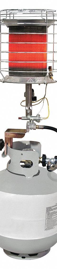 DYNA-GLO Portable Gas Tank-Top Heater: 40,000 BtuH Heating Capacity Output, 1,000 sq ft Heating Area (MPN TT360DG). Key specifications — Overall Dimensions - H x W x D: 20-11/16 in x 8-7/8 in x 8-7/8 in; Brand: DYNA-GLO.