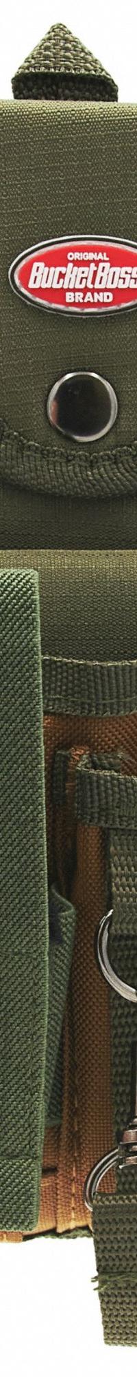 BUCKET BOSS Tool Pouch: For 2 in Belt Wd - Max, 5 Pockets, Green, Polyester (MPN 54120). Key specifications — Closure Type: Open Top; Attachment: Belt Slot; Color: Green; Brand: BUCKET BOSS.