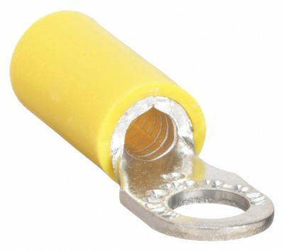 STA-KON Ring Terminal: Yellow, Vinyl Insulation, 1/4 in Stud Size - Insulated Ring Terminals