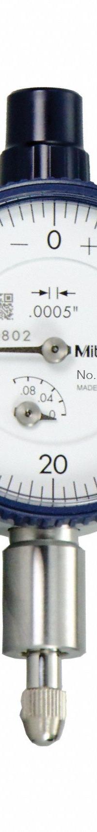 MITUTOYO Dial Indicator: 0.0005 in to 0.1 in, Inch, Vertical Plunger, 0.0005 in Accuracy (MPN 1671AB). Key specifications — attr1184168: 1671AB; attr1184178: 0-20-0; attr1184223: MITUTOYO; attr1200883: Dial Indicator; attr1184173: AGD 1; attr1184177: 0.0005 in; attr1184208: Certificate of Inspection; attr1184179: Vertical Plunger.