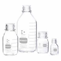 DURAN Narrow Mouth Round Glass Bottles - Safety Coated: 25 mL, 25 mm, Colorless, 10 Bottles (MPN 218051481). Key specifications — Brand: DURAN; Graduated: Yes; Pre-Cleaned: None; Body Color: Colorless; Screw Closure Size: 25 mm.