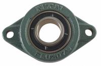 NTN 2 Bolt Flange Bearing: Radial Ball, 7/8 in Bore, Cast Iron, Set Screws, 5 1/8 in Lg, Rhombus (MPN UCFL205-014D1). Key specifications — Bore Type: Cylindrical; Brand: NTN; Lubricant Material: NLGI #3 Equivalent; Mounting Bolt Size: 5/8 in; System of Measurement: Inch.