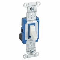 HUBBELL Wall Switch: Toggle Switch, 3-Way, Maintained, White, 120/277V AC, 15 A (MPN SNAP1203W). Key specifications — Illuminated: No; Voltage Rating: 120/277V AC.