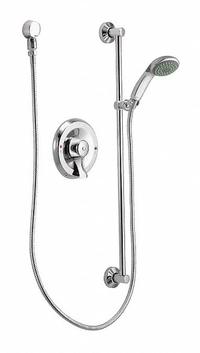 MOEN Shower Faucet: Commercial, 1.5 gpm Fixed Showerhead Flow Rate, Brass, Chrome Finish, 2 Handles (MPN 8346EP15). Key specifications — Showerhead Material: Brass; Series: Commercial.