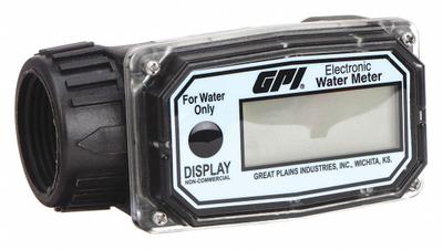 FLOMEC Electronic Flowmeter: GPI Electronic Water Meter, Turbine, 1 in NPT - Inline Turbine Totalizers for Water